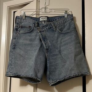 [Agolde] Criss Cross Blue Denim Shorts